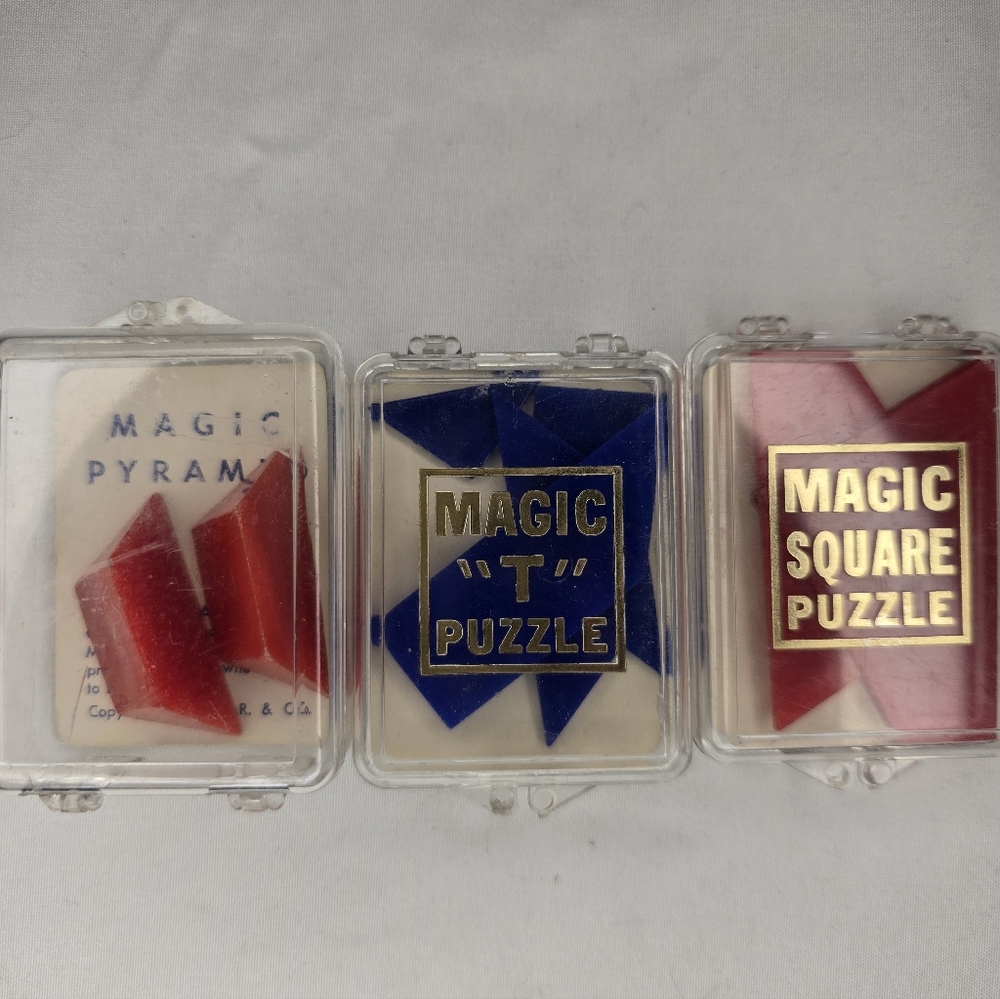 De Luxe Baffling Puzzles 3/4 Magic Square Magic T and Magic Pyramid Puzzle Boxes